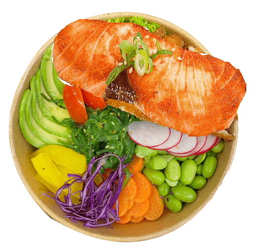 61.Poke bowl zalm geflambeerd